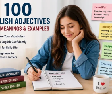 100 english adjectives, english adjectives with examples