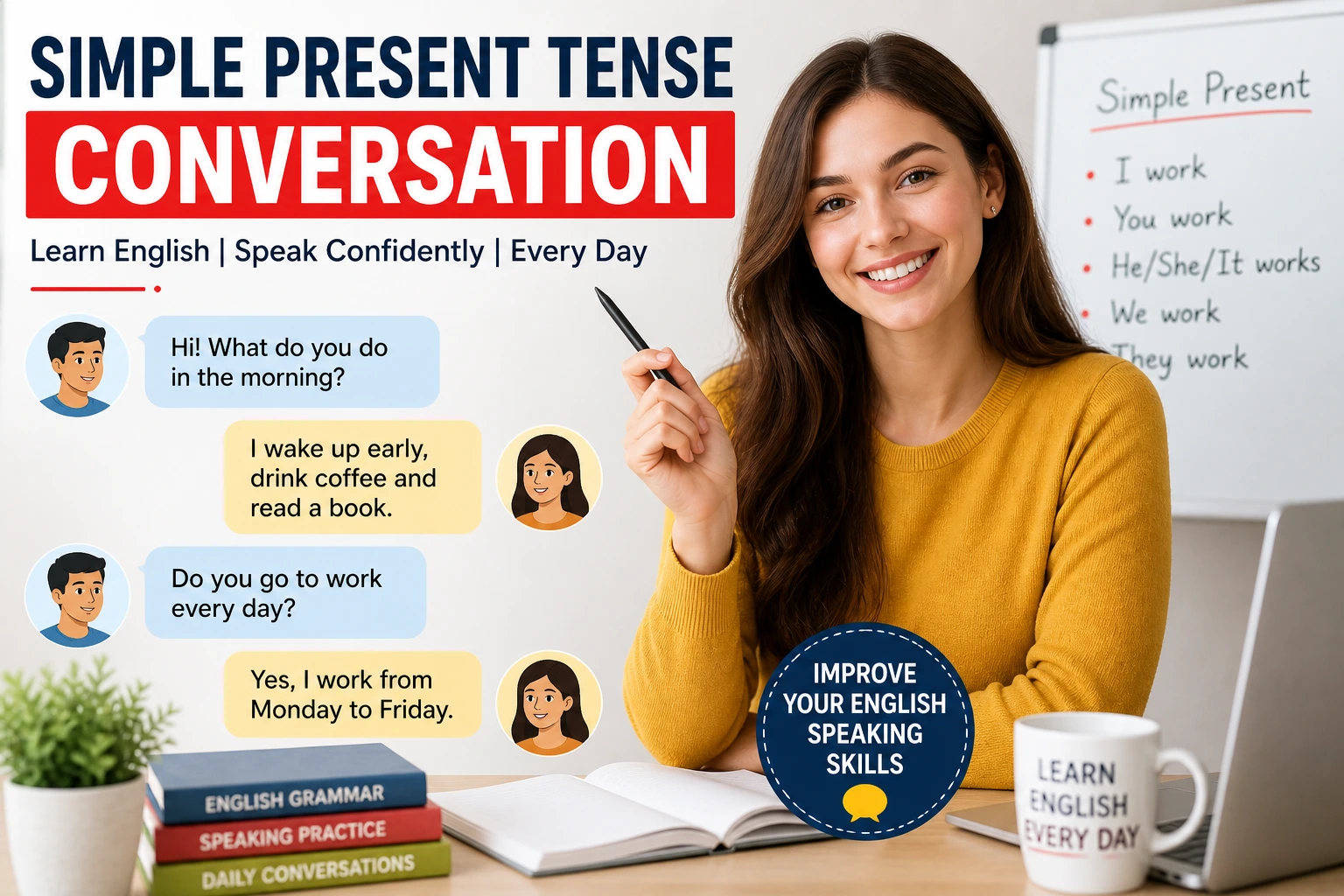 simple present conversation, simple present tense examples,