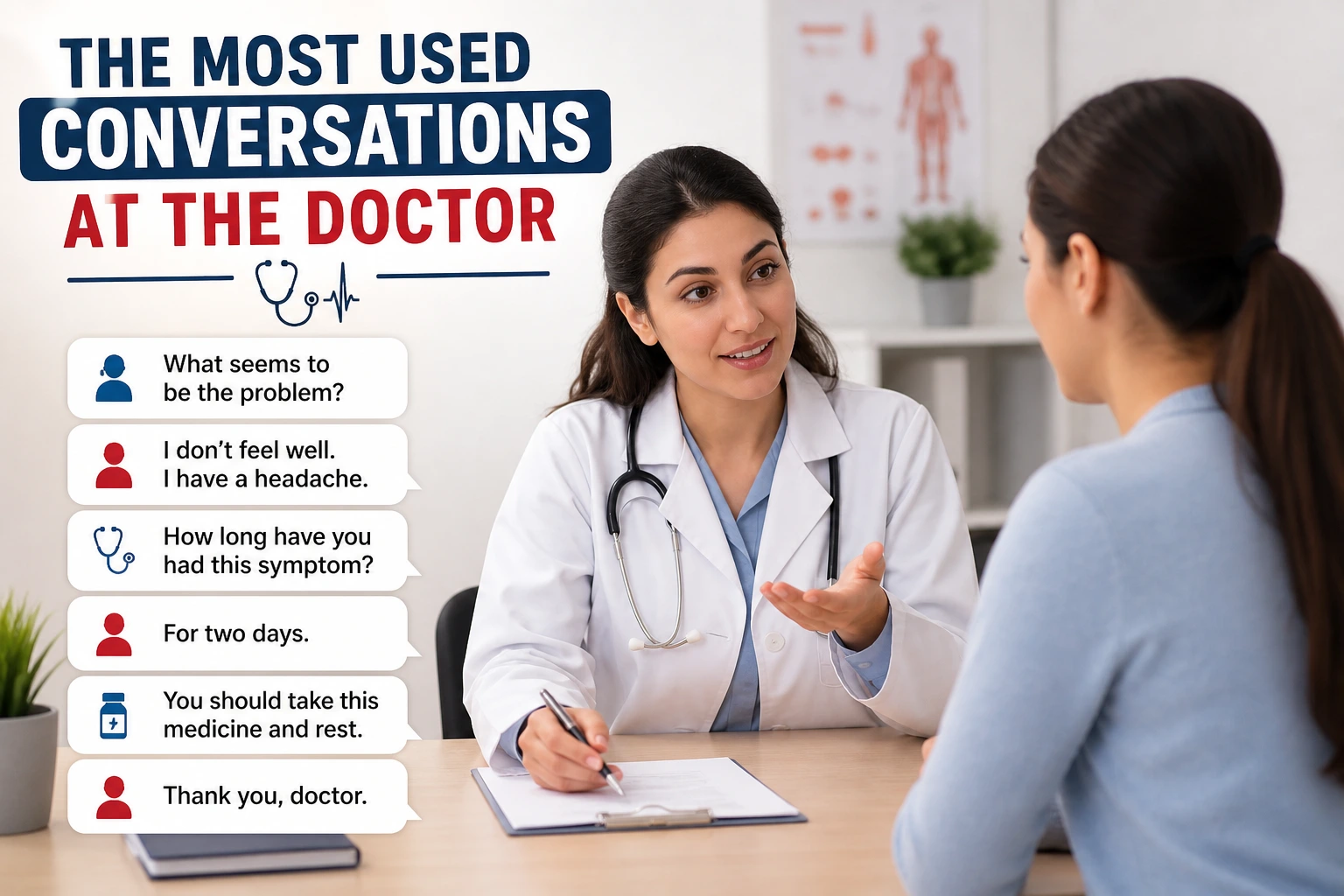 English at the doctor, medical English conversation,