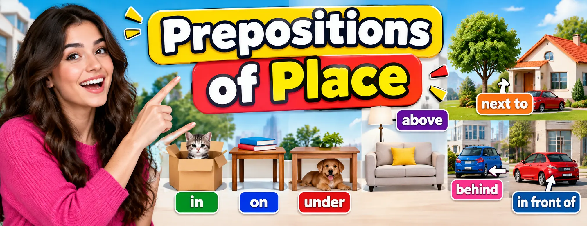 prepositions of place, prepositions of place in English,